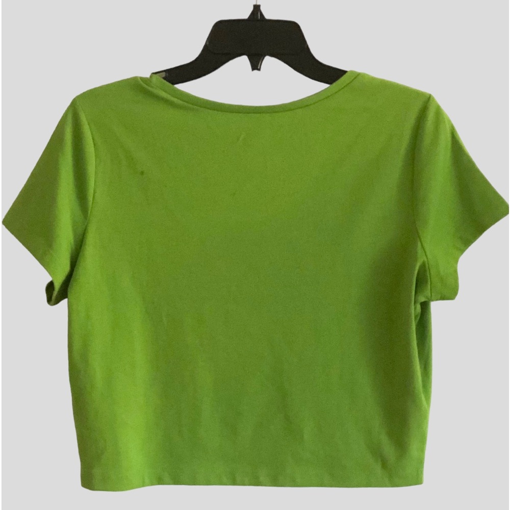 Women’s Size XXL Green Crop Tee V-Neck Cap Sleeves Stretch Cotton Blend … - Picture 3 of 3